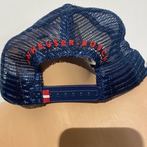 Budweiser White Anheuser Busch King Of Beers Snapback Trucker Hat Adjustable - Picture 3 of 8